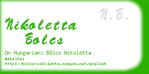 nikoletta bolcs business card